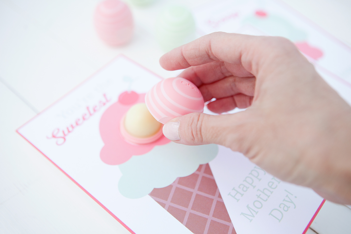 Mother's Day will be here before you know it – celebrate the special mom in your life with a simple card and her favorite EOS lip balm!