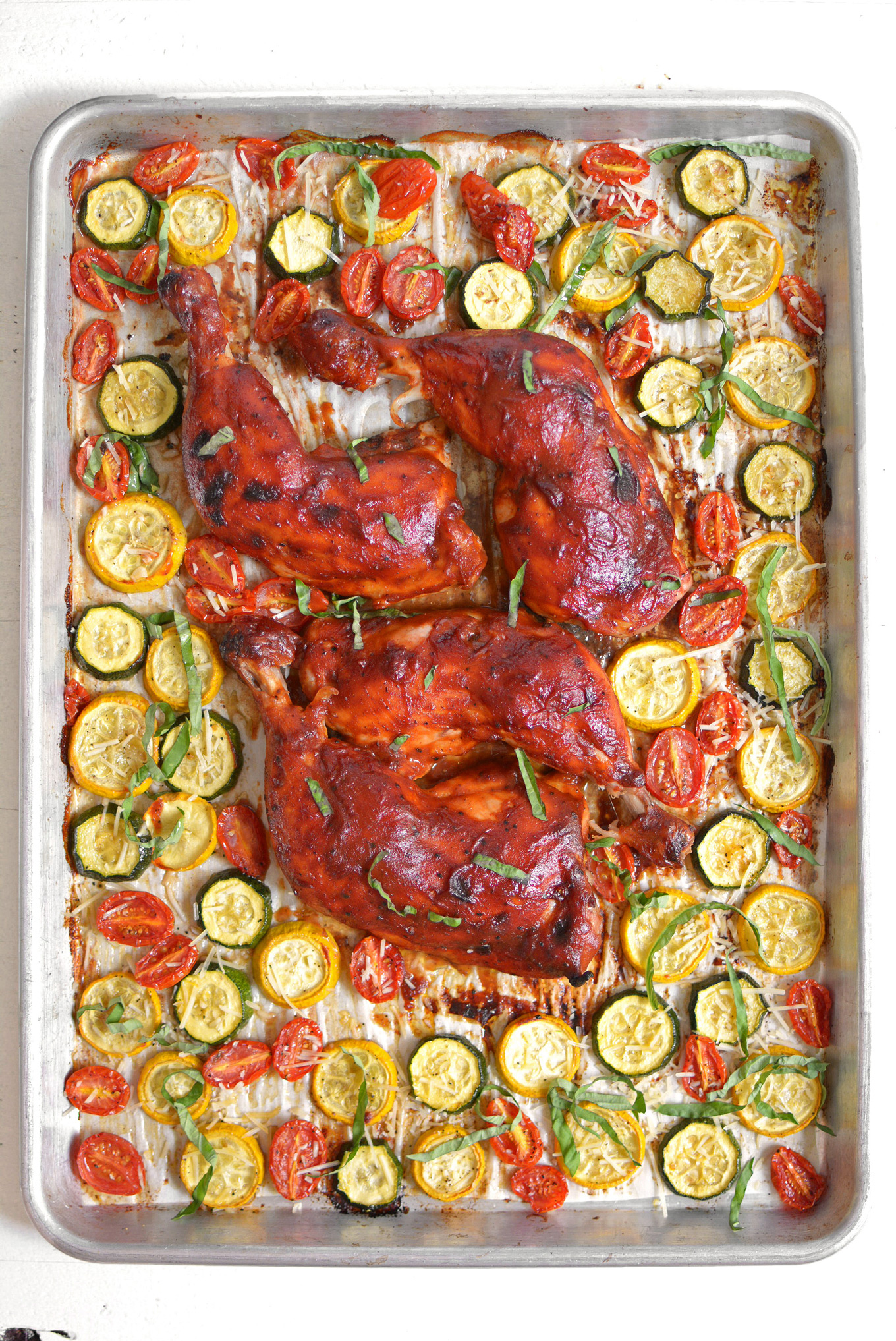 Sheet Pan BBQ Chicken and Summer Squash