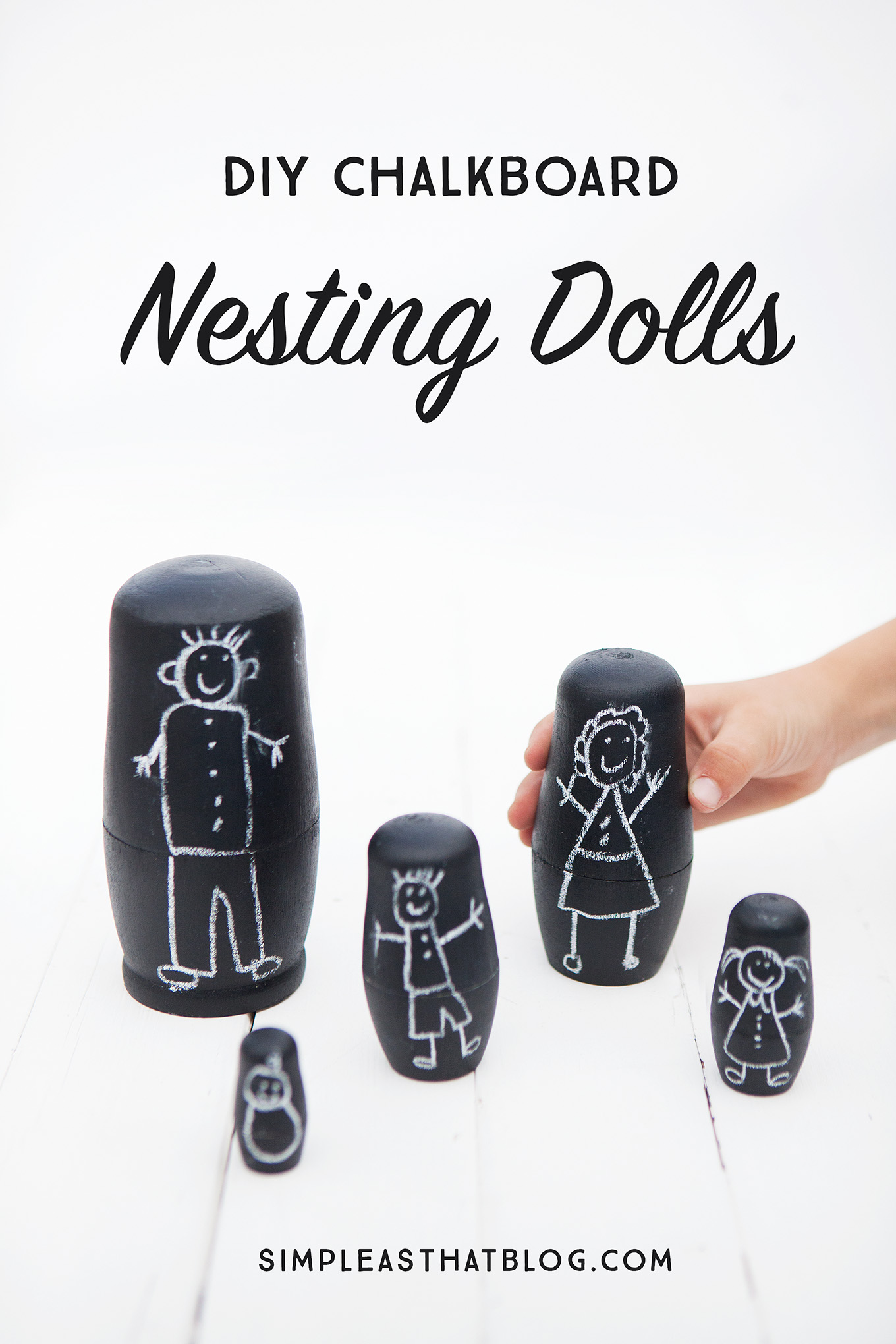 These DIY Chalkboard Matryoshka Nesting Dolls are an adorable, handmade toy your kids will love making! They can personalize the dolls again and again with nothing more than a piece of chalk.