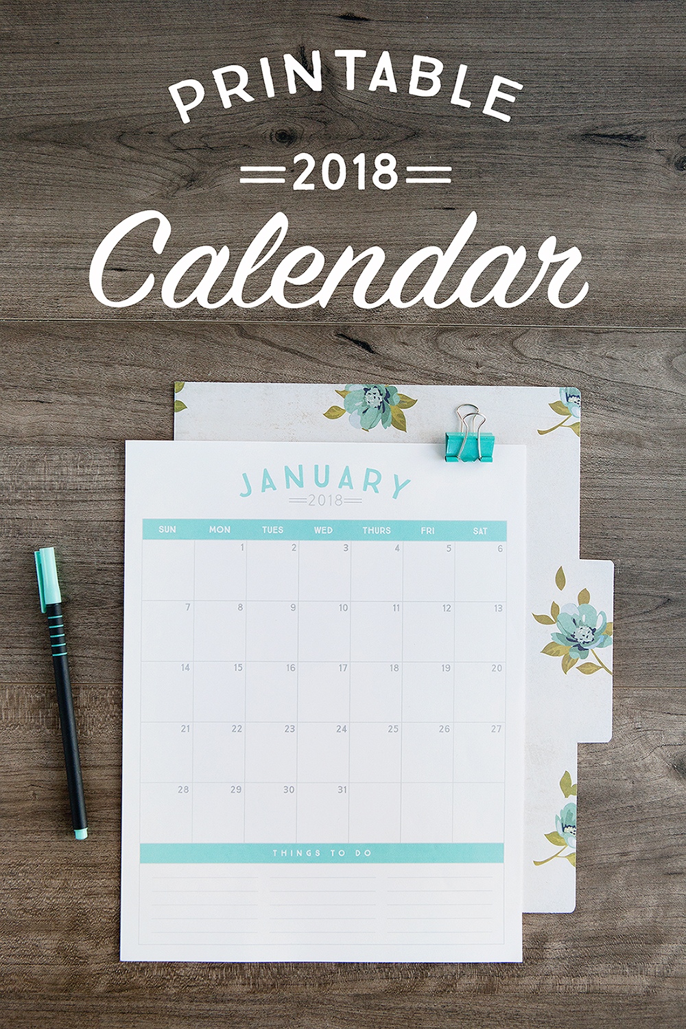 Free Printable 2018 Calendar