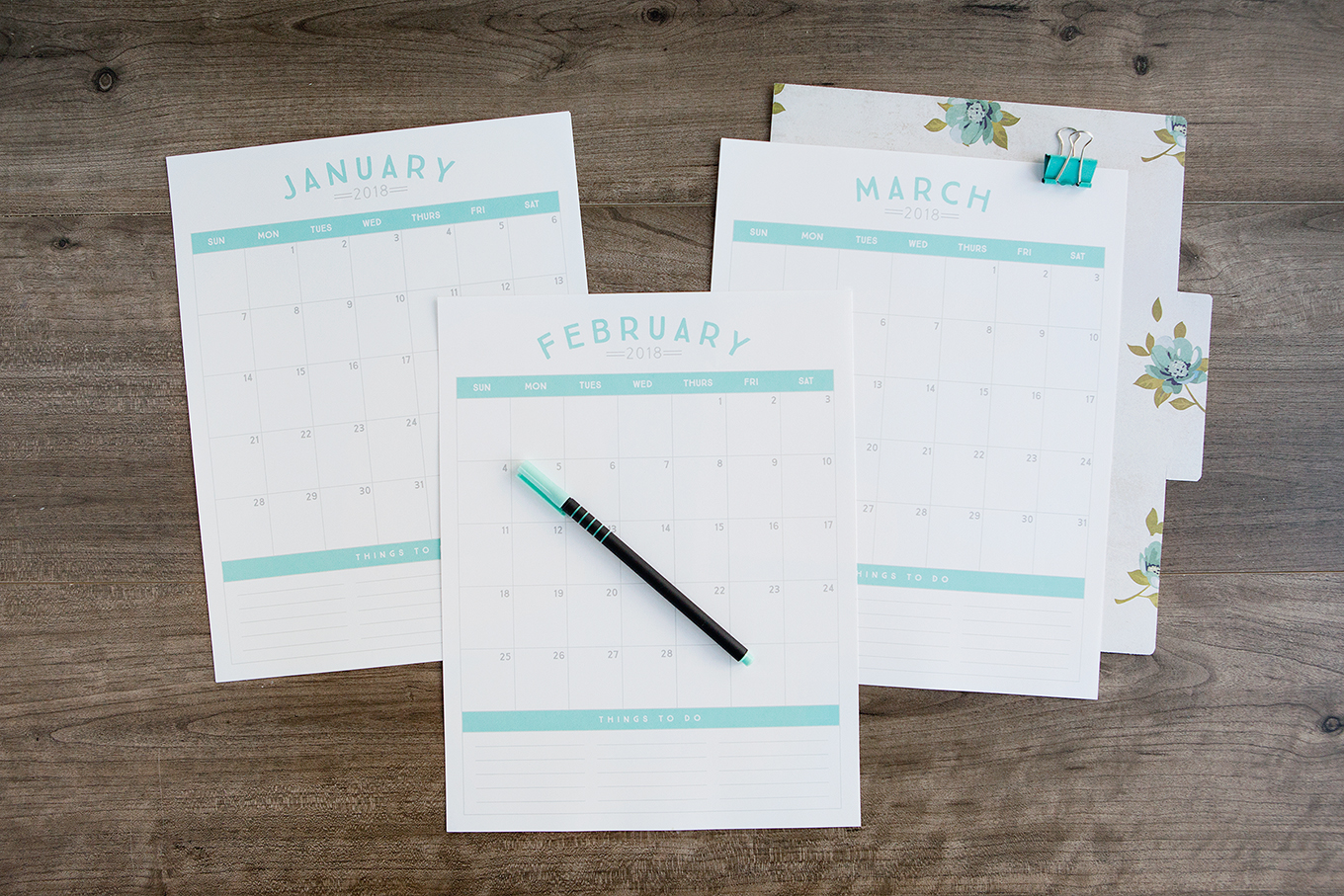 16 DIY Organization Projects: 2018 Free Printable Calendars (Part 1)