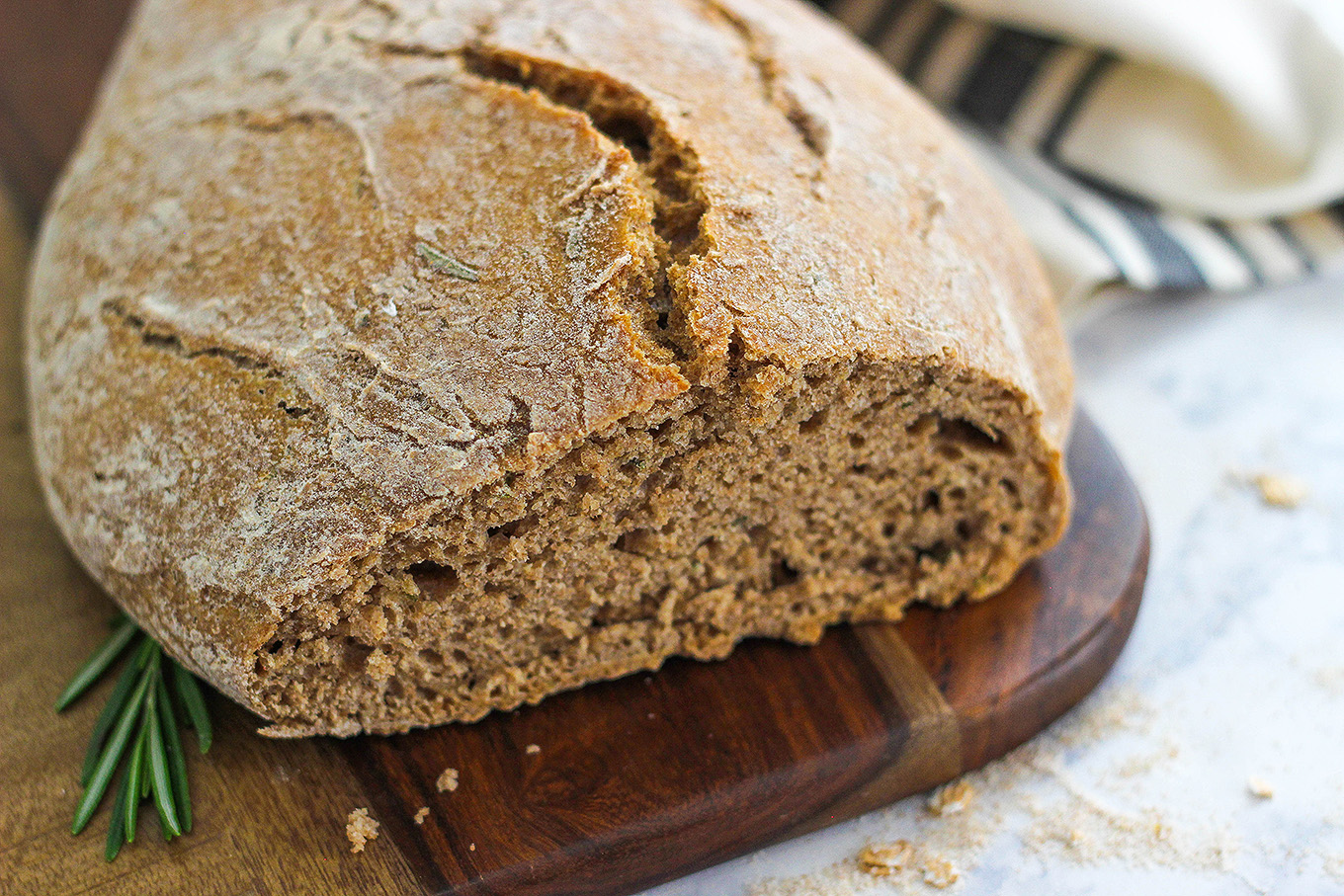 This No-Knead Whole Wheat Rosemary Bread is the perfect recipe for beginners. Enjoy a hearty and healthy loaf of bread with just a few steps and a simple list of ingredients.