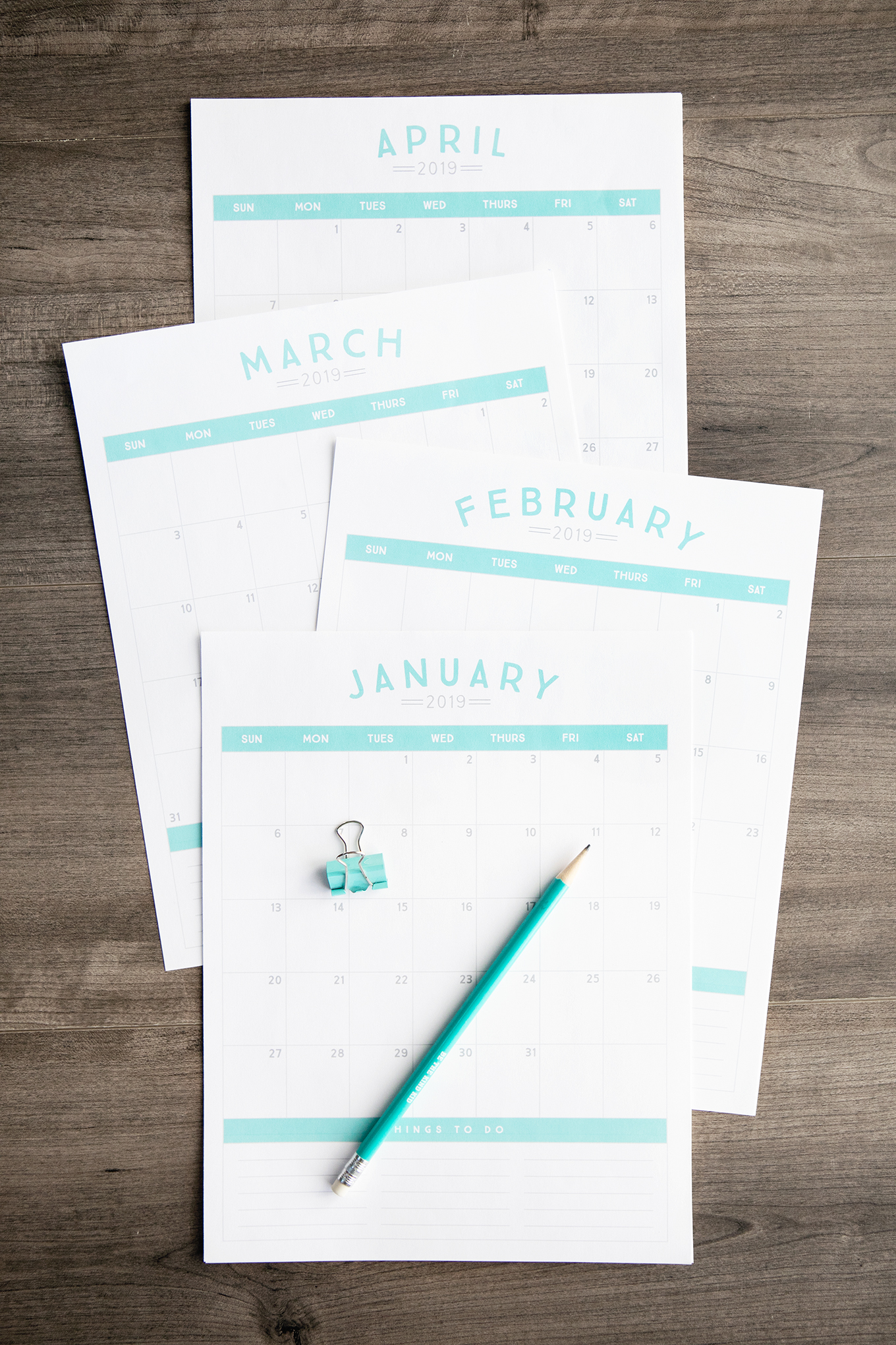 Get organized in the new year with a brand new 2019 printable calendar!