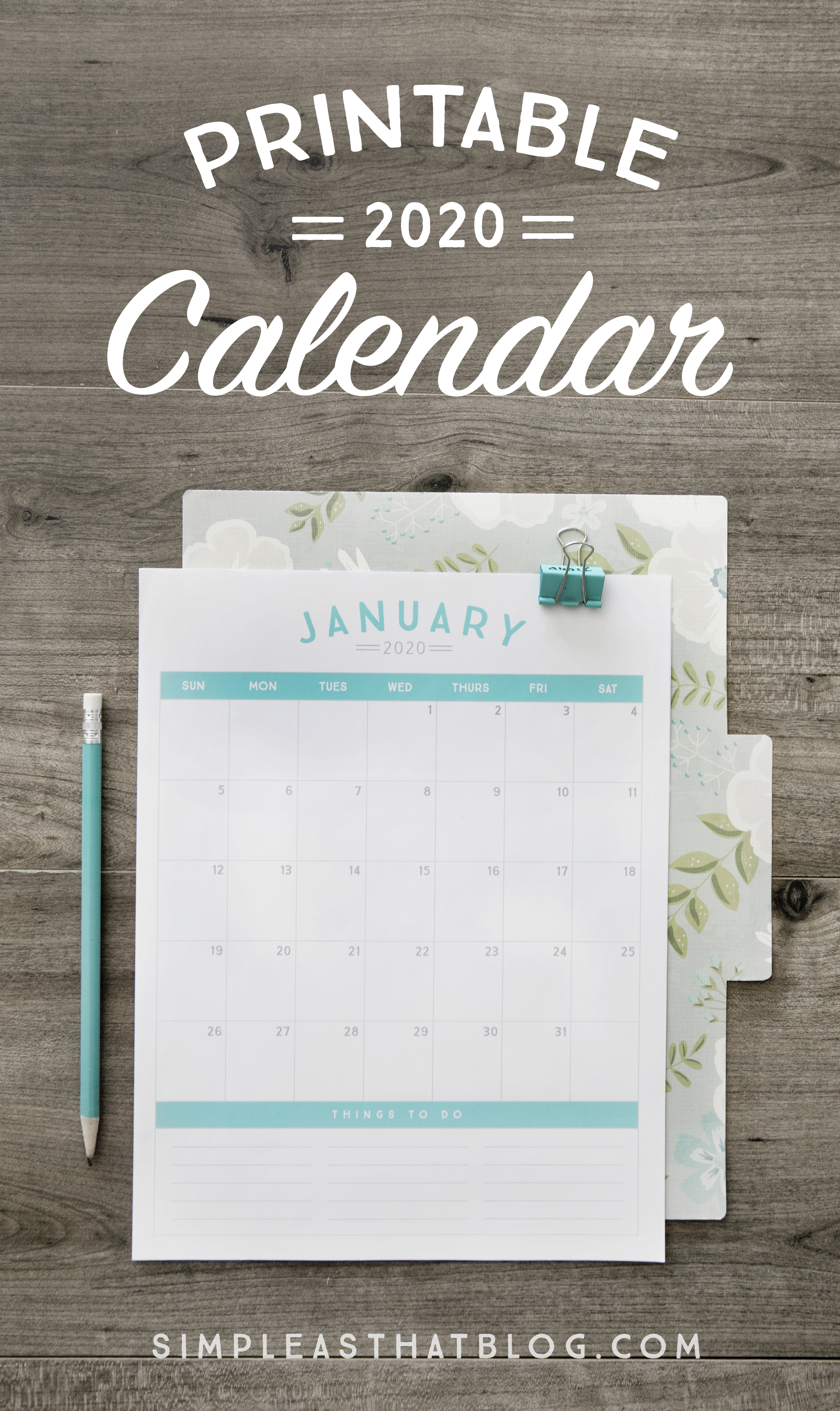 Get organized in the new year with a brand new 2020 printable calendar!