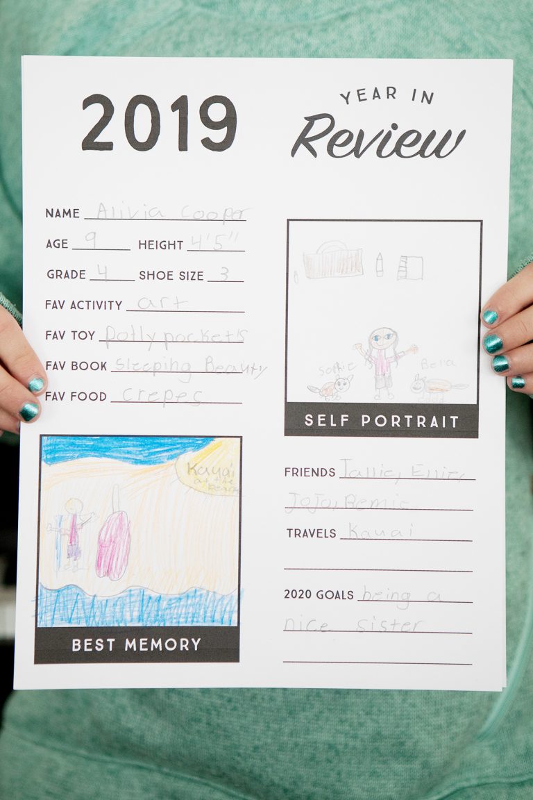 Year in Review Printable for Kids