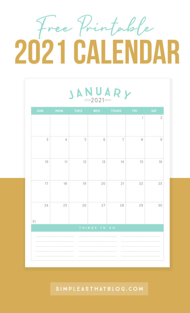 Free Printable 2021 Calendar