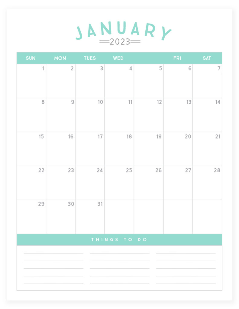 Kick off 2023 with a fresh start and a cute new calendar! This set of 12-month calendars are simple, stream-lined and the perfect planning tool to help you get organized in the new year. Click the link below to download our printable 2023 calendar